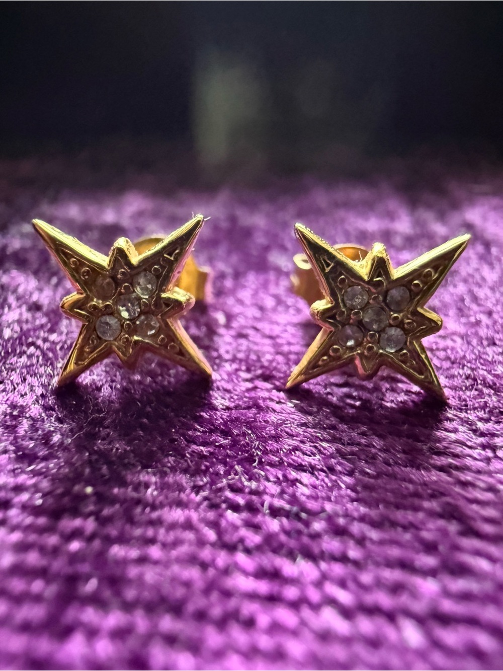 Gold Star Crystal Stud Earrings